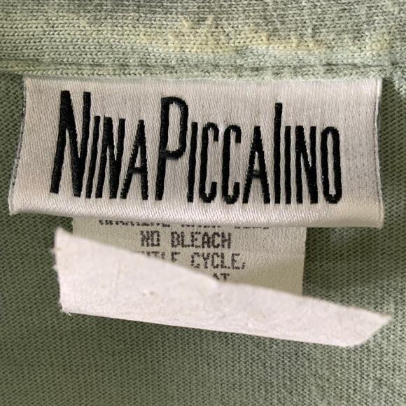 Nina Piccalino Shirt Vintage Womens L Butterfly Notched Button Up Casual Preppy - Picture 7 of 8